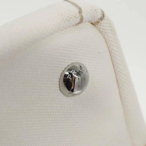 PRADA Canapalage Hand Bag Canvas White Silver 1BG350 Auth 101308SV - Picture 14 of 15